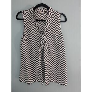 Poema Modcloth black and white chevron tank medium